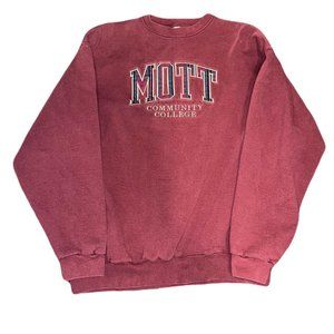 Vintage 1990s Oarsman Made in USA Burgundy Mott Community College Crewneck